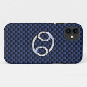 Navy Blue Carbon Fiber〔占星術の〕十二宮図プリント Case-Mate iPhoneケース (裏面(横))
