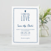Navy Blue Celebrating Love Wedding Save the Date セーブザデート (スタンド正面)