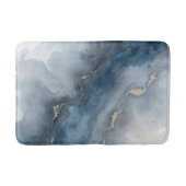 Navy Blue Charcoal Gray White Beige Abstract バスマット (正面)