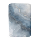 Navy Blue Charcoal Gray White Beige Abstract バスマット (正面縦)