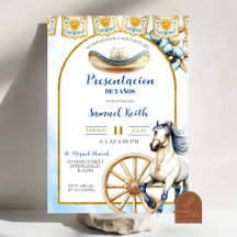 Navy Blue  Charro Presentacion de 3 anos Invitatio