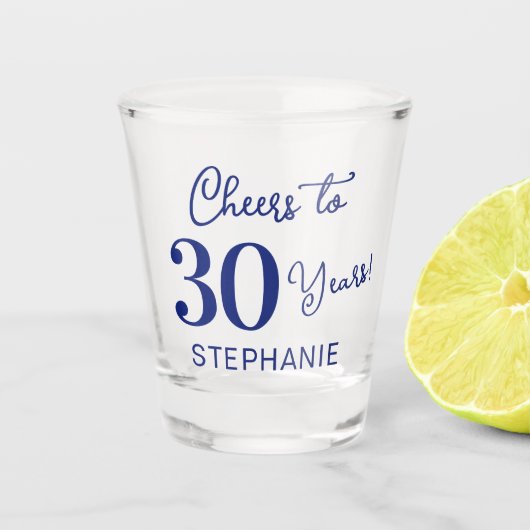Navy Blue Cheers to 30 Years 30th Birthday Party ショットグラス (正面)