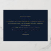 Navy Blue Chic Trendy Collage Wedding 2 Photos 箔招待状 (裏面)