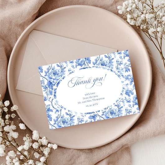 Navy Blue Chic Wedding Thank You Card サンキューカード