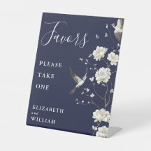 Navy Blue Chinoiserie Floral Favors Wedding