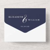 Navy Blue Chinoiserie Floral Garden Wedding オールインワン招待状 (裏面)