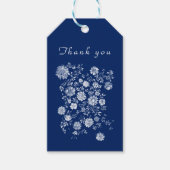 Navy Blue Chinoiserie Floral Wedding Thank You ギフトタグ (正面)