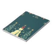 Navy-Blue Christmas Sketched Trees & Reindeer Note ノートパッド (回転)