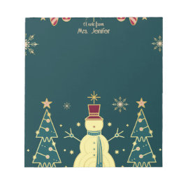 Navy-Blue Christmas Sketched Trees & Reindeer Note ノートパッド