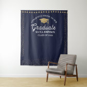 Navy Blue Class Of 2026 Graduation Backdrop タペストリー (インサイチュ)