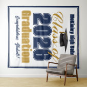 Navy Blue Class of 2026 Graduation Photo Booth タペストリー (インサイチュ(横))