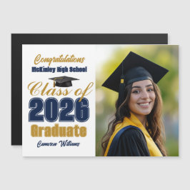 Navy Blue Class of 2026 Graduation Photo Magnet