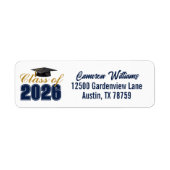 Navy Blue Class of 2026 Graduation Return Address ラベル (正面)