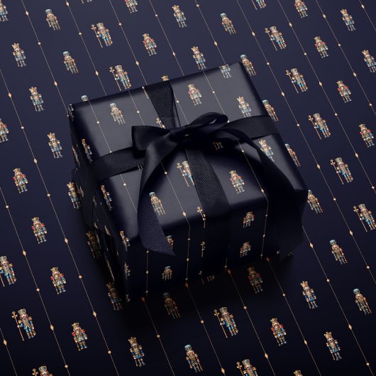 Navy blue classic nutcracker wrapping paper ラッピングペーパー