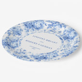 Navy Blue Classic Wedding Paper Plates ペーパープレート (アングル)