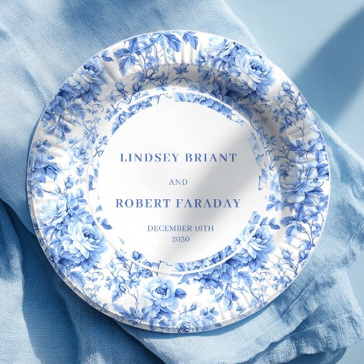 Navy Blue Classic Wedding Paper Plates ペーパープレート