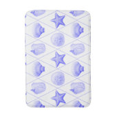 Navy Blue Coastal Seashells Starfish バスマット (正面縦)