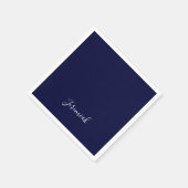 Navy Blue Color Plain Modern Own Name Calligraphy スタンダードカクテルナプキン (角)