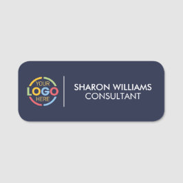 Navy Blue Company Business Logo Employee Magnetic 名札