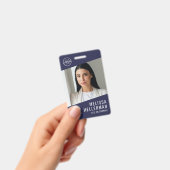 Navy Blue Company Logo Employee ID バッジ (手持ち)