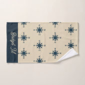 navy blue compass & Monogram Beige Coastal home バスタオルセット (ハンドタオル)