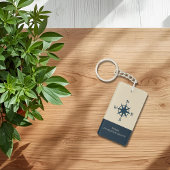 navy blue compass with Name and Coordinates キーホルダー