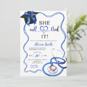 Navy Blue Coquette Nurse Graduation 招待状 (スタンド正面)