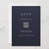 Navy Blue Cornflower Wildflower Wedding QR Code In 招待状 (裏面)