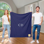 Navy blue corporate logo company gift monogram フリースブランケット