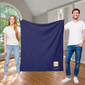 Navy blue corporate logo company name script フリースブランケット