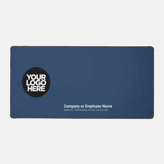 Navy Blue | Custom Business Logo Name, Slogan デスクマット (正面)