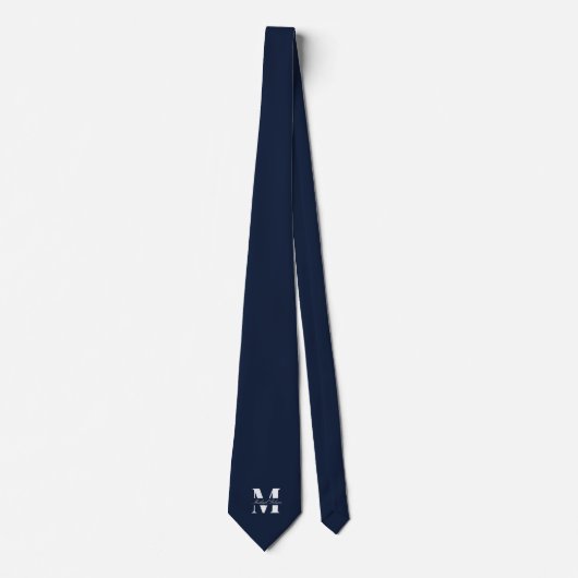 Navy Blue | Custom Monogram Wedding Groomsmen  ネクタイ (正面)