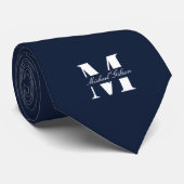 Navy Blue | Custom Monogram Wedding Groomsmen  ネクタイ (ロール)