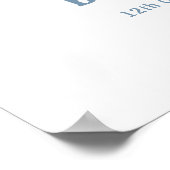 Navy Blue Cute Bow Soccer Boy Baby Shower Welcome ポスター (角)