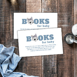 Navy Blue Cute Bow Soccer Boy Books Baby Shower  エンクロージャーカード