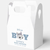 Navy Blue Cute Bow Soccer It's A Boy Baby Shower  フェイバーボックス (見開き)