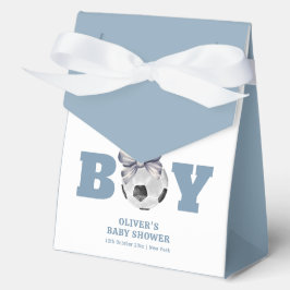 Navy Blue Cute Minimal Bow Soccer Boy Baby Shower  フェイバーボックス