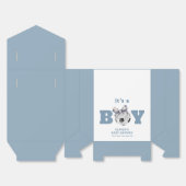 Navy Blue Cute Minimal Bow Soccer Boy Baby Shower  フェイバーボックス (見開き)