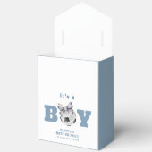 Navy Blue Cute Minimal Bow Soccer Boy Baby Shower  フェイバーボックス (見開き)