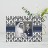 Navy Blue Damask Anniversary Party Invitation 招待状 (スタンド正面)