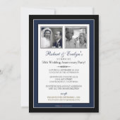 Navy Blue Damask Anniversary Party Invitation 招待状 (裏面)