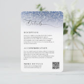 Navy Blue Damask Wedding Reception Details Card エンクロージャーカード (スタンド正面)