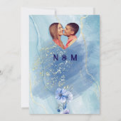 Navy Blue Delphinium Floral Wedding Invitation 招待状 (裏面)
