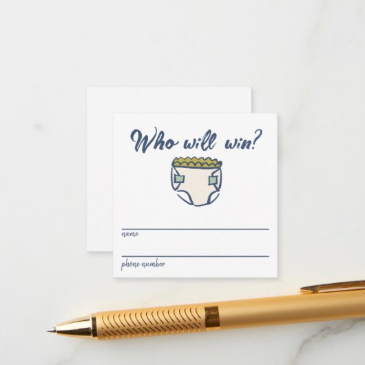 Navy Blue Doodle Baby Diaper Raffle Entry Card エンクロージャーカード (正面/裏面インサイチュ)