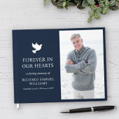 Navy Blue Dove Minimalist In Loving Memory Photo ゲストブック