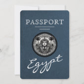 Navy Blue Egypt Passport Wedding Invitation 招待状 (正面)