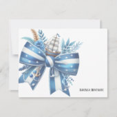 Navy Blue Elegant Big Bow Thank You Note Card ノートカード (正面)