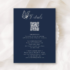 Navy Blue Elegant Calligraphy Wedding Details エンクロージャーカード