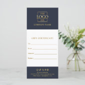 Navy Blue Elegant Modern Business Logo Gift Card (スタンド正面)