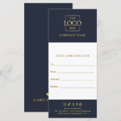 Navy Blue Elegant Modern Business Logo Gift Card (正面/裏面)